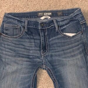 BKE Buckle Mason Taper Men's Jeans 34, Super Stretch, Thick Triple Stitch, 34R